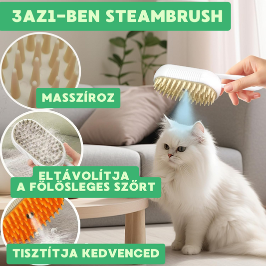 SteamBrush 3 az 1-ben gőzfésű 🐾 Mondj búcsút a szőrös bútoroknak! 🏠✨ - gyors, hatékony és higiénikus!